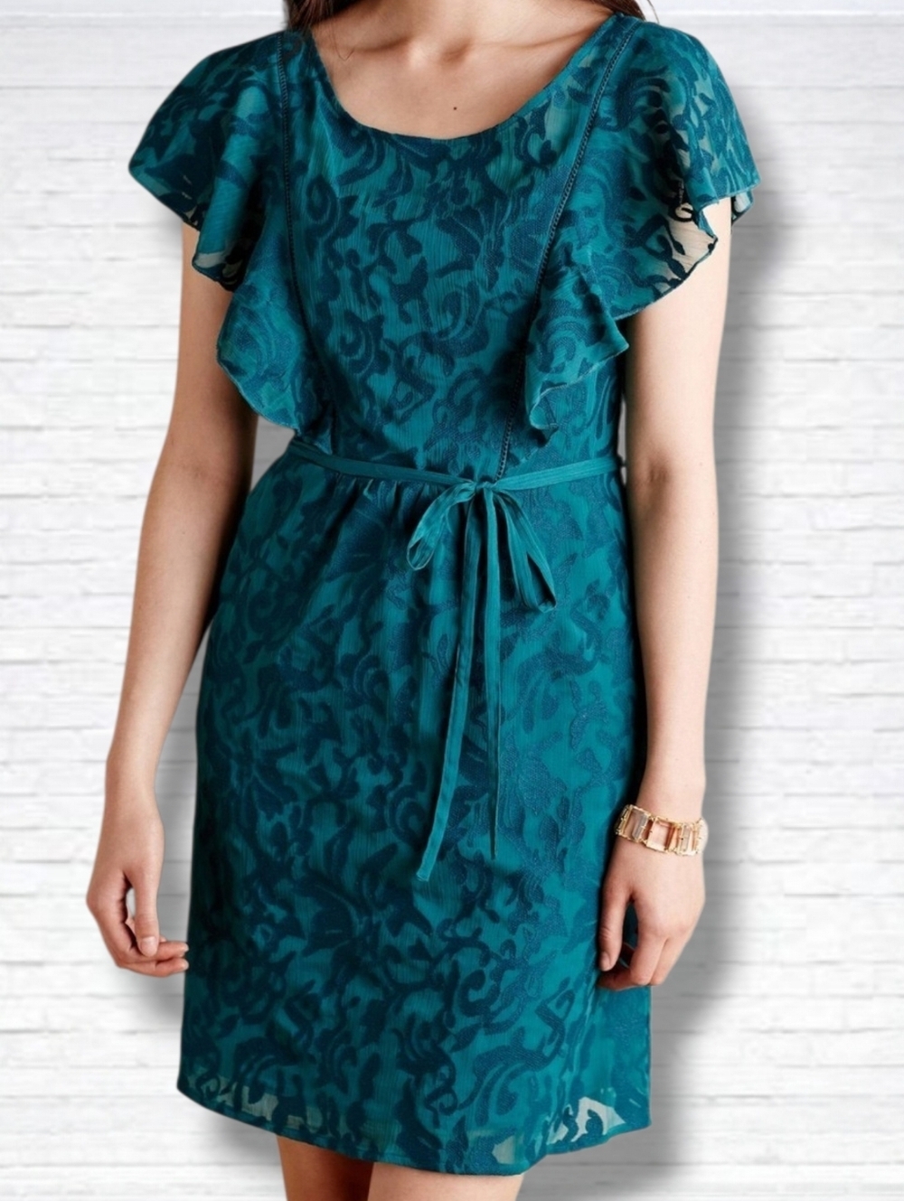 Anthropologie X Moulinette Soeurs Green Flutter Sleeve Midi Dress Size 6